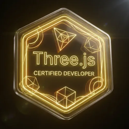 Three.js certificate issued by Sheryains Coding School